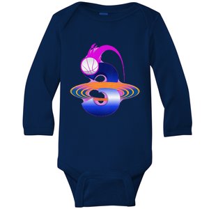 3 Year Old Space Basketball 3rd Birthday Party Theme Baby Long Sleeve Bodysuit