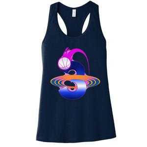 3 Year Old Space Basketball 3rd Birthday Party Theme Women's Racerback Tank