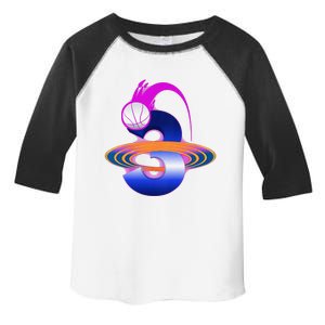 3 Year Old Space Basketball 3rd Birthday Party Theme Toddler Fine Jersey T-Shirt