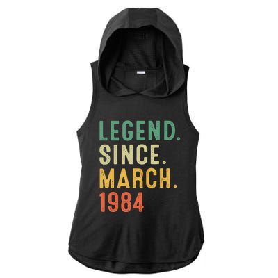 39 Years Old Gifts Awesome Since March 1984 39th Birthday Ladies PosiCharge Tri-Blend Wicking Draft Hoodie Tank