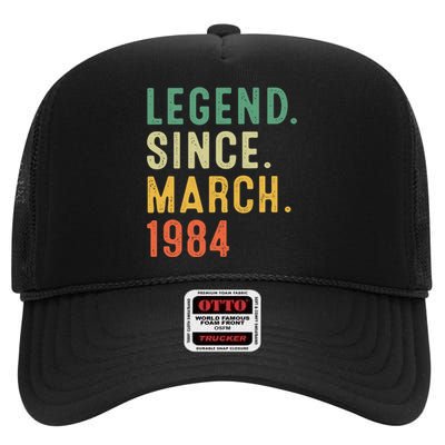 39 Years Old Gifts Awesome Since March 1984 39th Birthday High Crown Mesh Back Trucker Hat