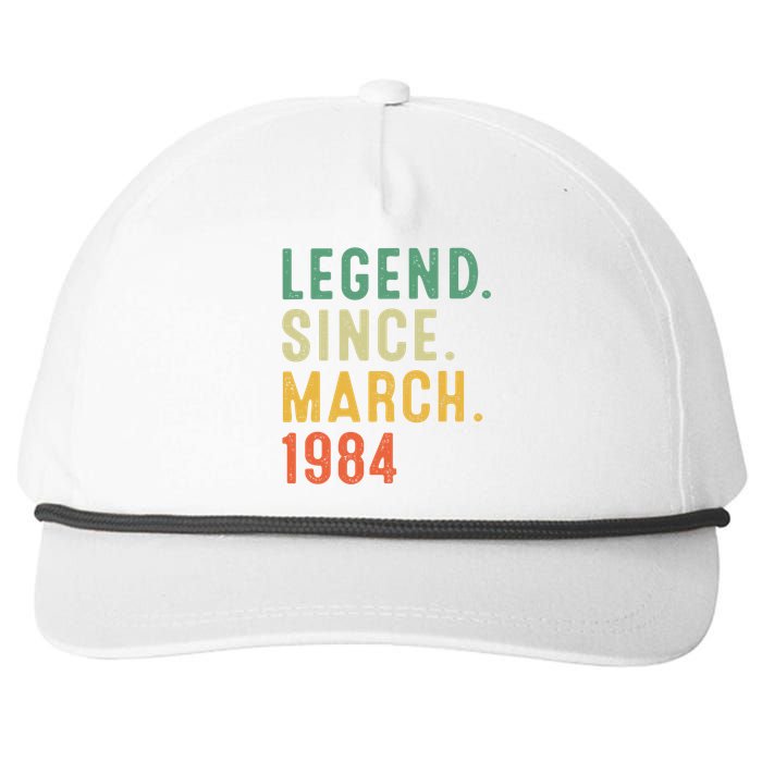 39 Years Old Gifts Awesome Since March 1984 39th Birthday Snapback Five-Panel Rope Hat