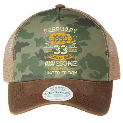 33 Years Old Gifts Vintage February 1990 33rd Birthday Legacy Tie Dye Trucker Hat