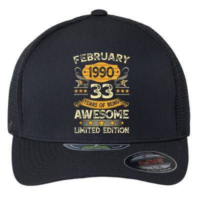 33 Years Old Gifts Vintage February 1990 33rd Birthday Flexfit Unipanel Trucker Cap