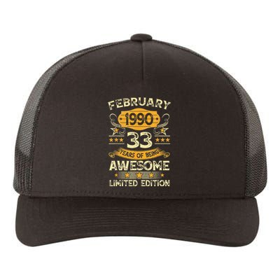 33 Years Old Gifts Vintage February 1990 33rd Birthday Yupoong Adult 5-Panel Trucker Hat