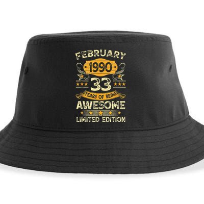 33 Years Old Gifts Vintage February 1990 33rd Birthday Sustainable Bucket Hat