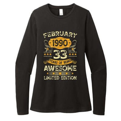 33 Years Old Gifts Vintage February 1990 33rd Birthday Womens CVC Long Sleeve Shirt