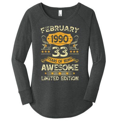 33 Years Old Gifts Vintage February 1990 33rd Birthday Women's Perfect Tri Tunic Long Sleeve Shirt