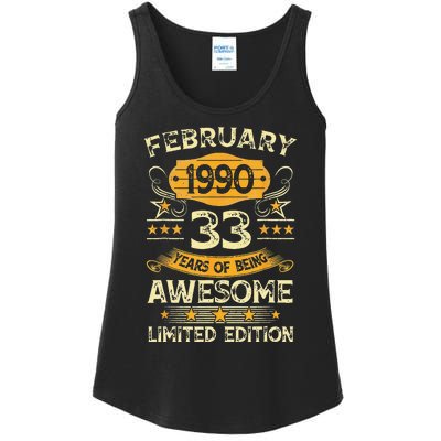 33 Years Old Gifts Vintage February 1990 33rd Birthday Ladies Essential Tank