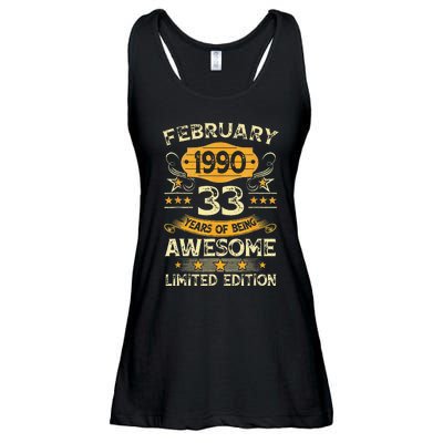 33 Years Old Gifts Vintage February 1990 33rd Birthday Ladies Essential Flowy Tank