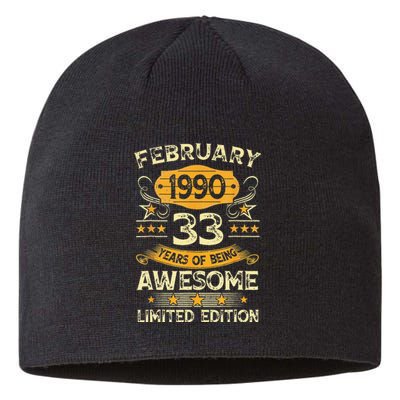 33 Years Old Gifts Vintage February 1990 33rd Birthday Sustainable Beanie