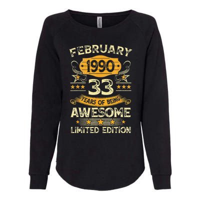 33 Years Old Gifts Vintage February 1990 33rd Birthday Womens California Wash Sweatshirt