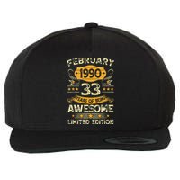 33 Years Old Gifts Vintage February 1990 33rd Birthday Wool Snapback Cap