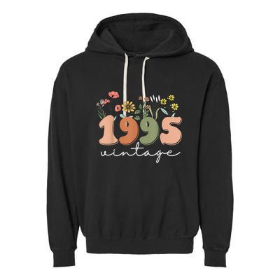 30 Years Old Vintage 1995 30th Birthday Wildflower Women Garment-Dyed Fleece Hoodie