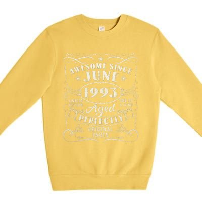 30 Year Old Awesome Since June 1993 30th Birthday Premium Crewneck Sweatshirt