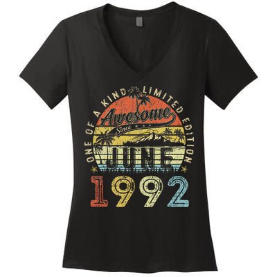 31 Year Old Awesome Since June 1992 31th Birthday Women's V-Neck T-Shirt