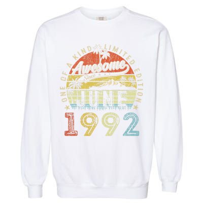 31 Year Old Awesome Since June 1992 31th Birthday Garment-Dyed Sweatshirt