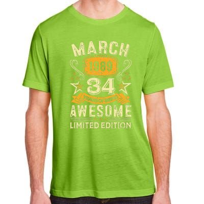 34 Year Old Awesome Since March 1989 34th Birthday Gifts Adult ChromaSoft Performance T-Shirt