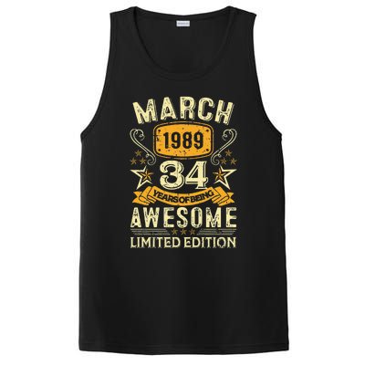 34 Year Old Awesome Since March 1989 34th Birthday Gifts PosiCharge Competitor Tank