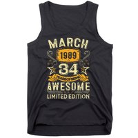 34 Year Old Awesome Since March 1989 34th Birthday Gifts Tank Top