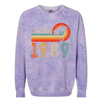 34 Year Old Gift Vintage 1989 Made In 1989 34th Birthday Colorblast Crewneck Sweatshirt