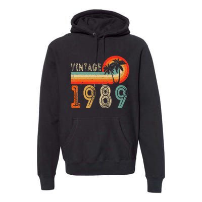 34 Year Old Gift Vintage 1989 Made In 1989 34th Birthday Premium Hoodie