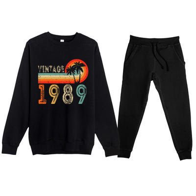 34 Year Old Gift Vintage 1989 Made In 1989 34th Birthday Premium Crewneck Sweatsuit Set