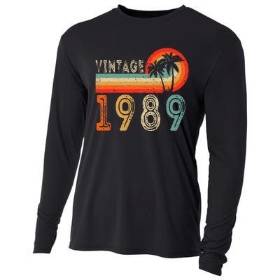 34 Year Old Gift Vintage 1989 Made In 1989 34th Birthday Cooling Performance Long Sleeve Crew