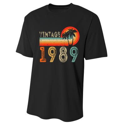 34 Year Old Gift Vintage 1989 Made In 1989 34th Birthday Performance Sprint T-Shirt