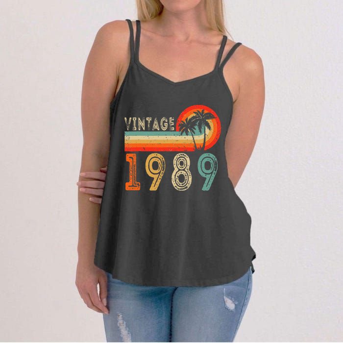 34 Year Old Gift Vintage 1989 Made In 1989 34th Birthday Women's Strappy Tank