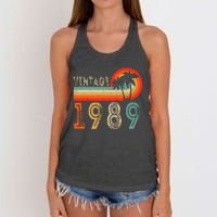 34 Year Old Gift Vintage 1989 Made In 1989 34th Birthday Women's Knotted Racerback Tank