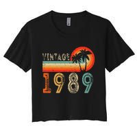 34 Year Old Gift Vintage 1989 Made In 1989 34th Birthday Women's Crop Top Tee