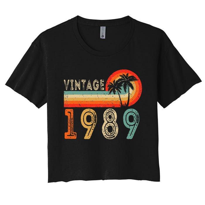 34 Year Old Gift Vintage 1989 Made In 1989 34th Birthday Women's Crop Top Tee