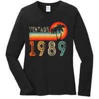 34 Year Old Gift Vintage 1989 Made In 1989 34th Birthday Ladies Long Sleeve Shirt