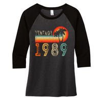 34 Year Old Gift Vintage 1989 Made In 1989 34th Birthday Women's Tri-Blend 3/4-Sleeve Raglan Shirt