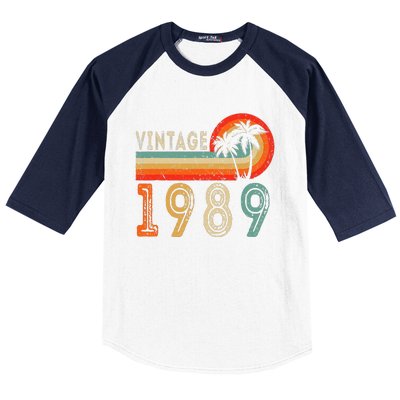 34 Year Old Gift Vintage 1989 Made In 1989 34th Birthday Baseball Sleeve Shirt