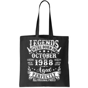 36 Year Old Legend Since October 1988 36th Birthday Tote Bag