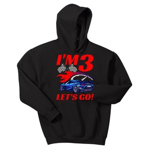 3 Year Old 3rd Racing Racecar Birthday Party Kids Hoodie