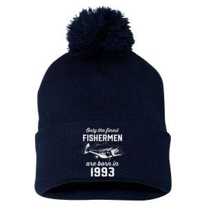 30 Year Old Fisherman Fishing 1993 30th Birthday Pom Pom 12in Knit Beanie