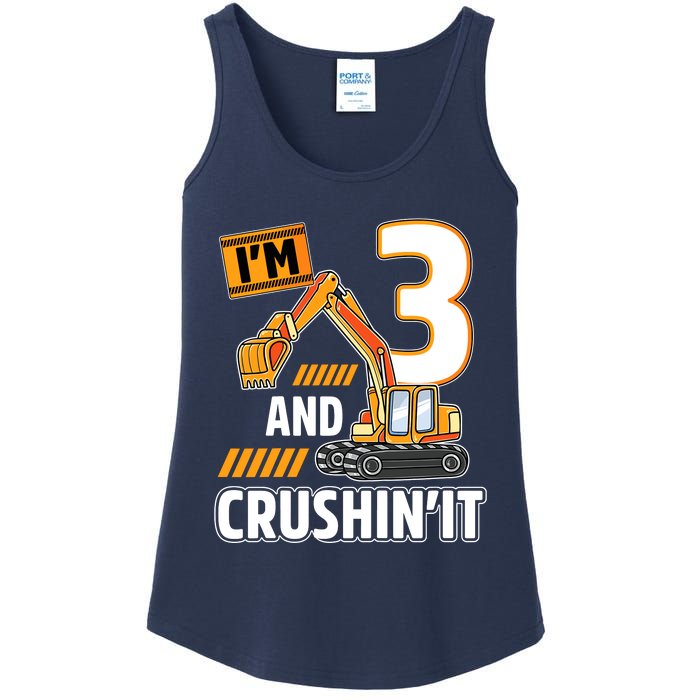 3 Year Old Vehicles Construction Excavator Birthday 3rd Ladies Essential Tank