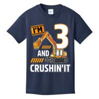 3 Year Old Vehicles Construction Excavator Birthday 3rd Kids T-Shirt