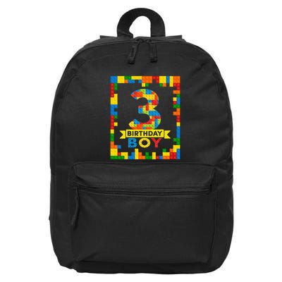 3 Year Old Building Blocks 3rd Birthday Boy Brick Builder 16 in Basic Backpack