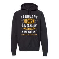 34 Years Old Gifts Vintage February 1989 34th Birthday Premium Hoodie