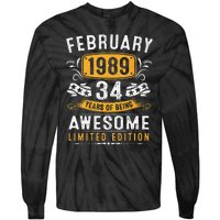 34 Years Old Gifts Vintage February 1989 34th Birthday Tie-Dye Long Sleeve Shirt