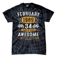 34 Years Old Gifts Vintage February 1989 34th Birthday Tie-Dye T-Shirt