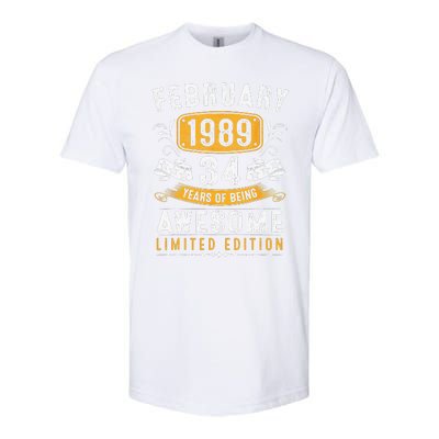 34 Years Old Gifts Vintage February 1989 34th Birthday Softstyle CVC T-Shirt