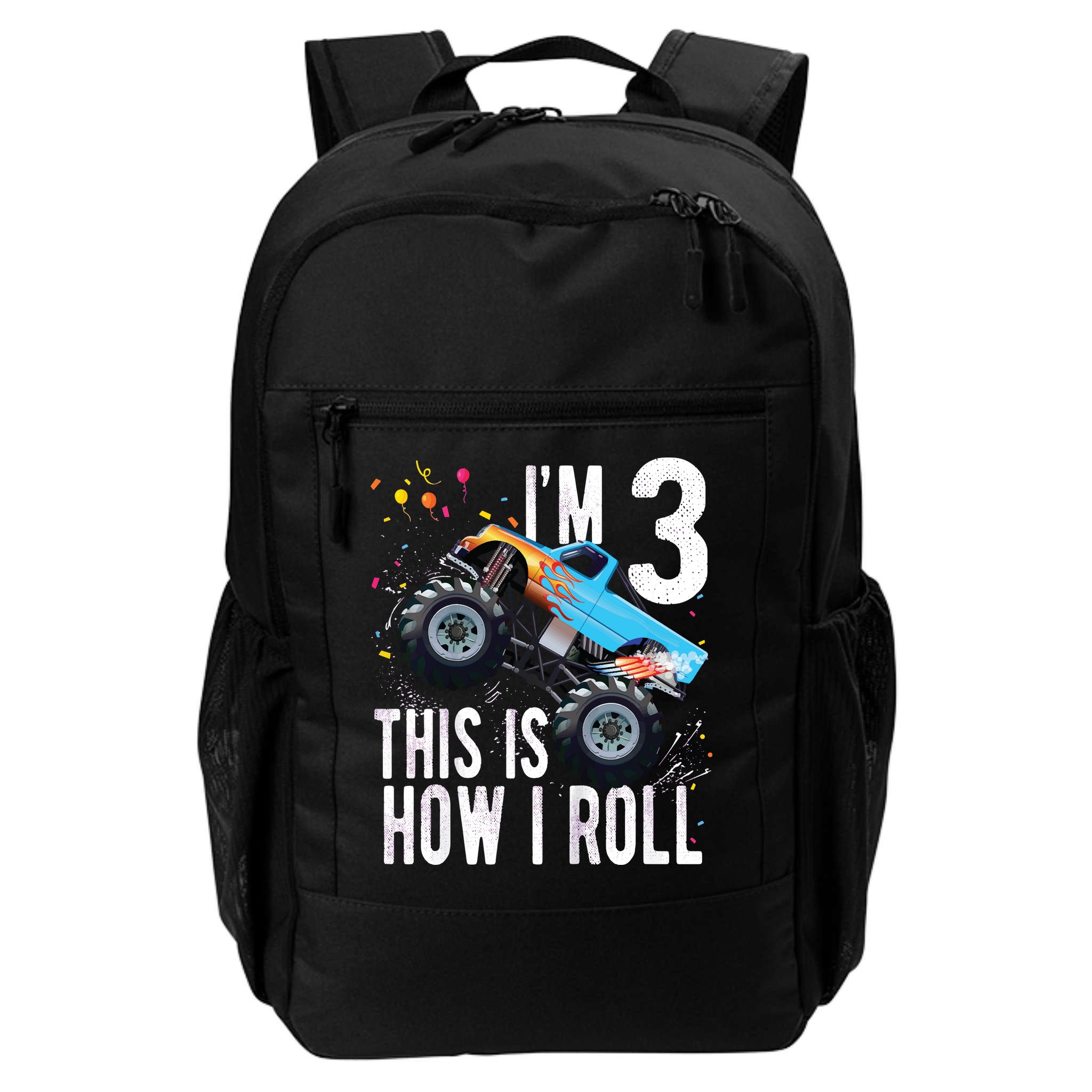 3 Year Old Shirt 3rd Birthday Boy Monster Truck Car Backpack