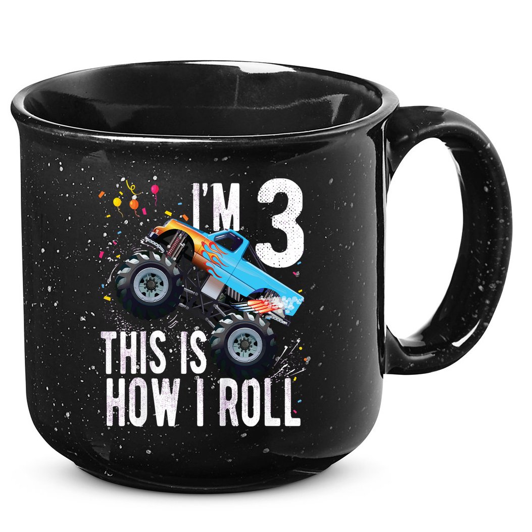 3 Year Old Shirt 3rd Birthday Boy Monster Truck Car 15oz Campfire Ceramic Mug