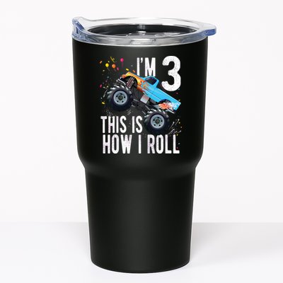 3 Year Old Shirt 3rd Birthday Boy Monster Truck Car Tumbler
