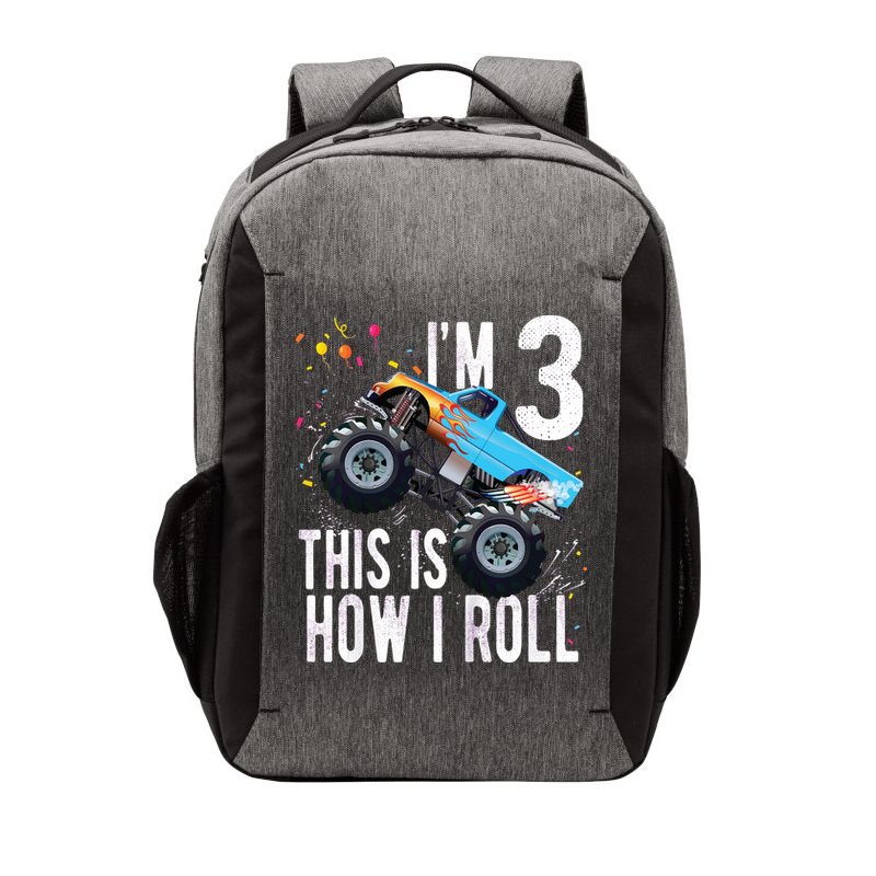 3 Year Old Shirt 3rd Birthday Boy Monster Truck Car Vector Backpack